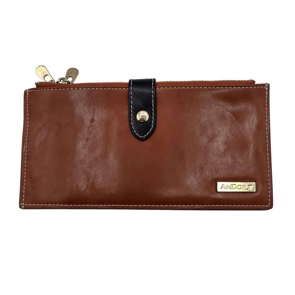 Andoilt Bifold Clutch Wallet Womens OS Brown RFID Blocking‎ Feature Leather Slim